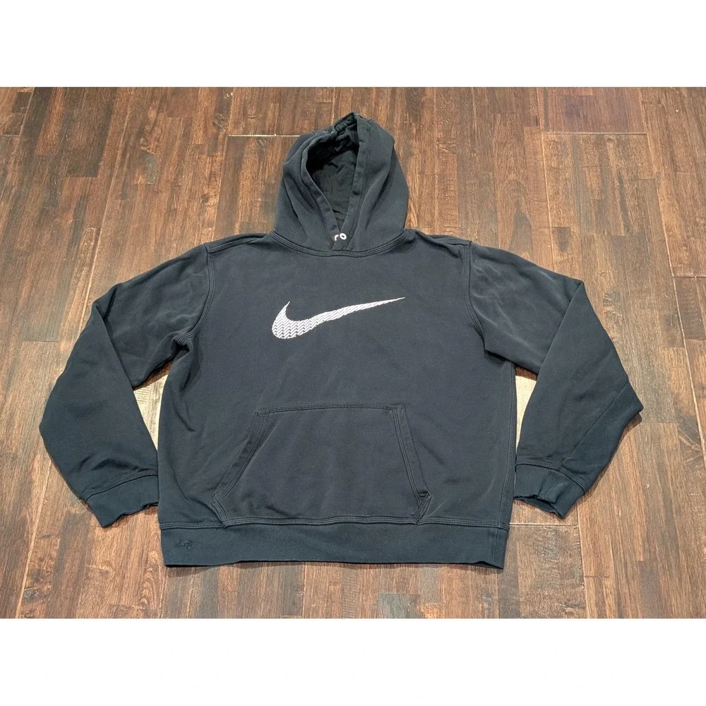 Nike‎ Hoodie Mens Large Black Pullover Embroidered Swoosh Sweatshirt 673381-010